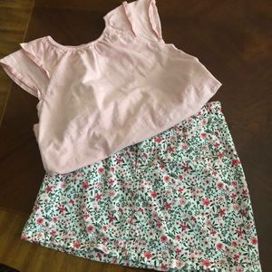 Carters Floral Skirt and Shirt Size 6/6x